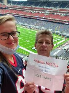 Brenda Baca attended Houston Texans vs. Jacksonville Jaguars - NFL on Oct 11th 2020 via VetTix 
