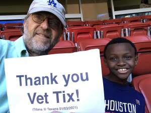 Mike Thomas attended Houston Texans vs. Tennessee Titans - NFL on Jan 3rd 2021 via VetTix 
