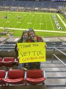 Tracy attended Houston Texans vs. Tennessee Titans - NFL on Jan 3rd 2021 via VetTix 