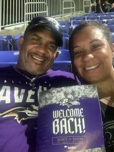 Patricia  attended Baltimore Ravens vs. New Orleans Saints - NFL on Aug 14th 2021 via VetTix 