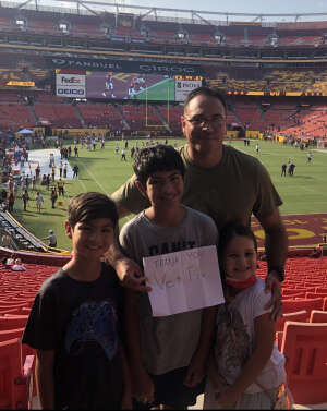 Morales Fam attended Washington Football Team vs. Baltimore Ravens - NFL on Aug 28th 2021 via VetTix 