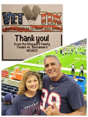 Jim & Edna  attended Houston Texans vs. Tampa Bay Buccaneers - NFL on Aug 28th 2021 via VetTix 