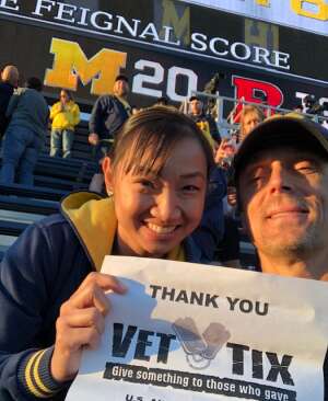 Ron and Lin attended University of Michigan Wolverines vs. Rutgers Scarlet Knights - NCAA Football on Sep 25th 2021 via VetTix 
