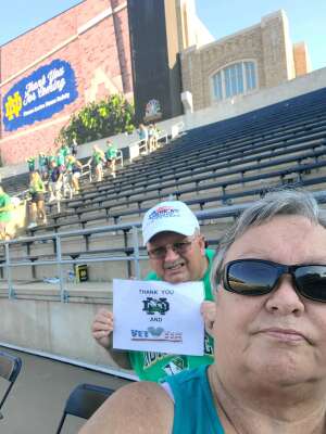 Dale attended Notre Dame Fighting Irish vs. Purdue Boilermakers - NCAA Football on Sep 18th 2021 via VetTix 