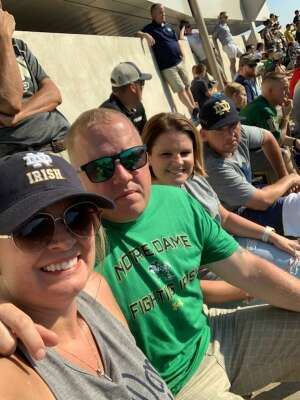 Jay attended Notre Dame Fighting Irish vs. Purdue Boilermakers - NCAA Football on Sep 18th 2021 via VetTix 
