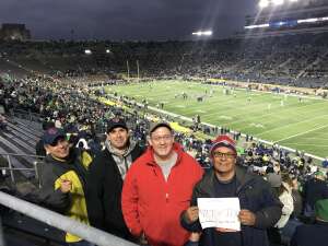 Jerry Pulido attended Notre Dame Fighting Irish vs. North Carolina - NCAA Football on Oct 30th 2021 via VetTix 