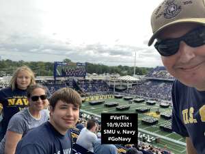 The whole fam at Navy Game attended Navy Midshipman vs. SMU Mustangs - NCAA Football on Oct 9th 2021 via VetTix 