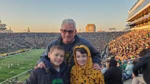 Jon attended Notre Dame Fighting Irish vs. Navy - NCAA Football on Nov 6th 2021 via VetTix 