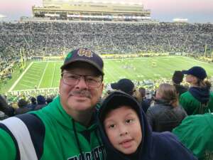 Johm attended Notre Dame Fighting Irish vs. Navy - NCAA Football on Nov 6th 2021 via VetTix 