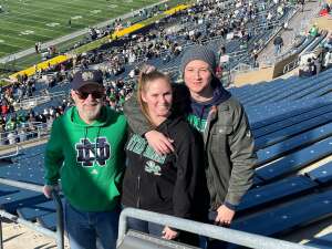 Britt attended Notre Dame Fighting Irish vs. Navy - NCAA Football on Nov 6th 2021 via VetTix 