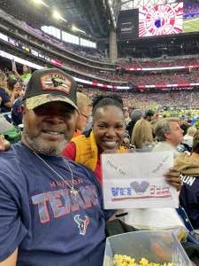 Sheltric attended Houston Texans vs. New York Jets - NFL ** Salute to Service Game ** on Nov 28th 2021 via VetTix 