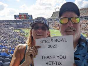 Matt & Tracy attended 2021 Vrbo Citrus Bowl: Kentucky vs. Iowa on Jan 1st 2022 via VetTix 