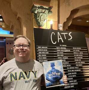 Jim attended Cats on Apr 15th 2022 via VetTix 