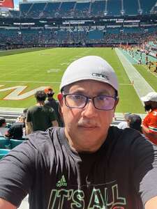 Javier attended Miami Hurricanes - NCAA Football vs The University of Southern Mississippi on Sep 10th 2022 via VetTix 