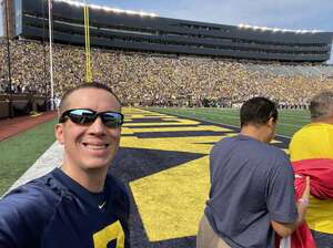 James attended Michigan Wolverines - NCAA Football vs University of Connecticut on Sep 17th 2022 via VetTix 