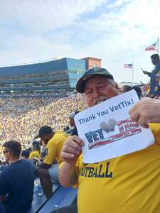 Ronald attended Michigan Wolverines - NCAA Football vs University of Connecticut on Sep 17th 2022 via VetTix 