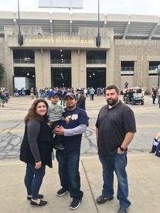 Alfredo attended Notre Dame Fighting Irish vs. University of Miami - NCAA Football on Oct 29th 2016 via VetTix 