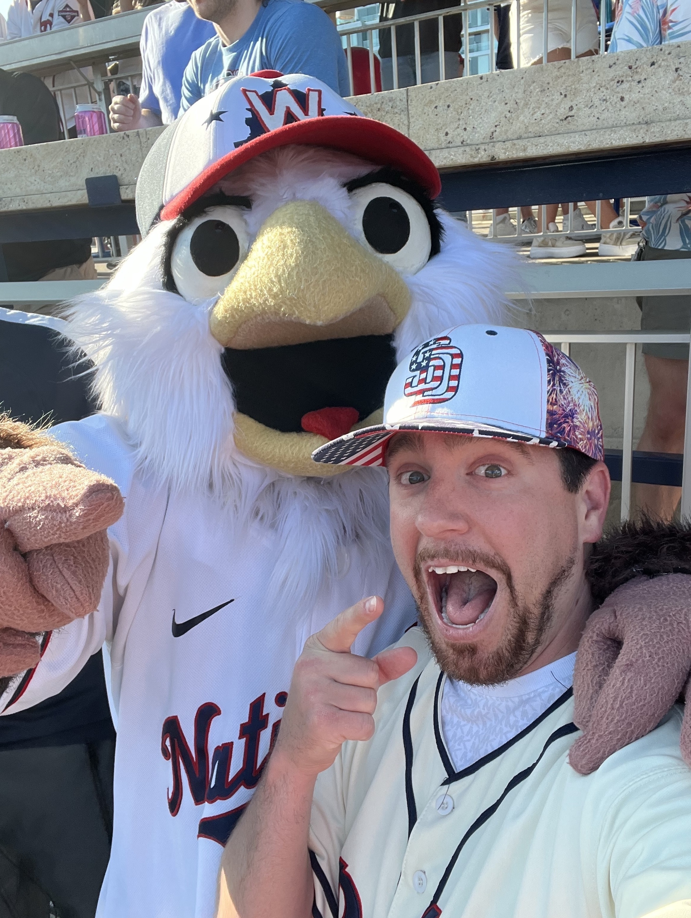 Screech the Nationals Mascot Goes GLOBAL for the 4th of July 