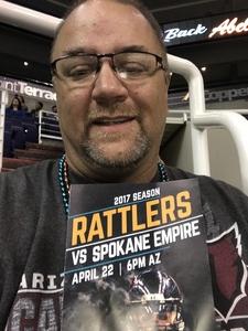 Don attended Arizona Rattlers vs. Spokane Empire - IFL on Apr 22nd 2017 via VetTix 