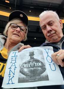 Cynthia attended Pittsburgh Pirates - MLB vs Milwaukee Brewers on Apr 25th 2024 via VetTix 