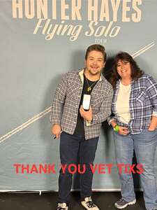 Colleen attended Hunter Hayes Flying Solo Tour: Season 2 on Apr 25th 2024 via VetTix 