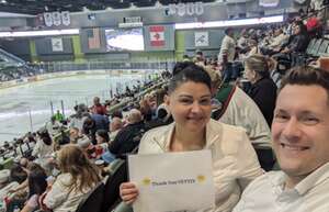 Carey attended Tucson Roadrunners AHL vs. TBD - Calder Cup Playoffs - Game 1 on Apr 26th 2024 via VetTix 