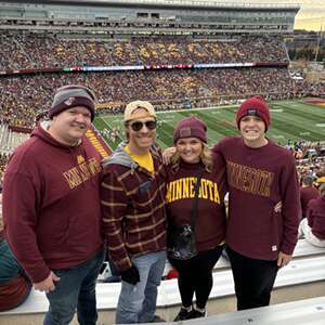 Marshall attended University of Minnesota Golden Gophers - NCAA Football vs Maryland Terrapins on Oct 26th 2024 via VetTix 