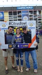 Neal attended Citrus Bowl Presented by Overton's - Notre Dame Fighting Irish vs. LSU Tigers - NCAA Football on Jan 1st 2018 via VetTix 