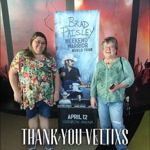 Virginia attended Brad Paisley - Weekend Warrior World Tour With Dustin Lynch, Chase Bryant and Lindsay Ell on Apr 12th 2018 via VetTix 